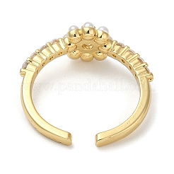 Bagues de manchette en laiton plaqué avec micro pavé de zircons cubiques pour femmes&nbsp;RJEW-C114-05G