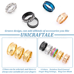 18 pieza 18 estilos 201 configuraciones de anillo de dedo ranurado de acero inoxidable&nbsp;STAS-UN0042-79