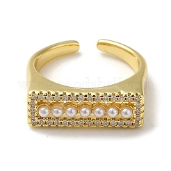 Anneaux de manchette ouverts en laiton plaqué rectangle&nbsp;RJEW-M162-09G