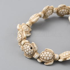 Bracelet extensible en perles de tortue turquoise synthétique pour femme&nbsp;BJEW-WH0018-16B