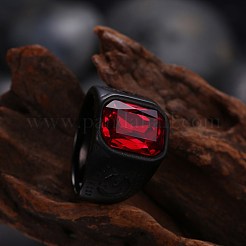 Herren-Fingerringe aus Edelstahl und Glas&nbsp;RJEW-BB29449-D-9