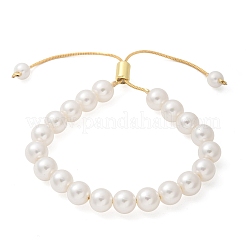 Schiebearmband aus Muschelperlen mit Schlangenkette aus Messing&nbsp;LS-BJEW-B066-01B-02