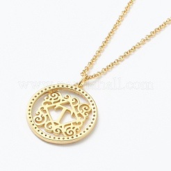 Collane con pendente in ottone micro pavé di zirconi chiari&nbsp;NJEW-J059-01T