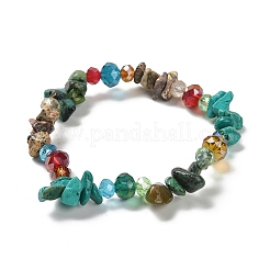 3 bracciale elastico in stile bohémien con perline di vetro e turchese naturale per donna&nbsp;BJEW-S178-03