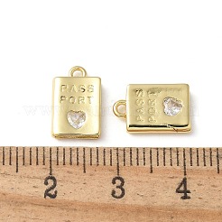 Porte micro ouvrent pendentifs zircone cubique en laiton de placage&nbsp;X-KK-P290-55G