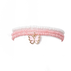 3 braccialetti elastici con perline di vetro per donna&nbsp;BJEW-JB11437