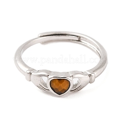 Hand mit Herz aus natürlichem Tigerauge-Achat&nbsp;RJEW-Q817-06P-04