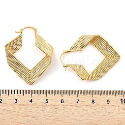 Orecchini a cerchio in ottone con rombi testurizzati per donna&nbsp;EJEW-U055-03A-G