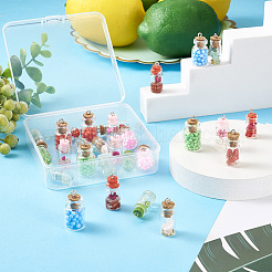28 Stück 4 Stile Glas-Wunschflaschen-Anhänger-Dekorationen&nbsp;GLAA-FW0001-01