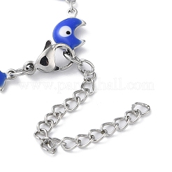 Bracelet chaîne à maillons en émail lune avec mauvais œil&nbsp;BJEW-G683-01P