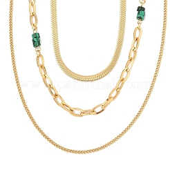 Collane dorate in acciaio inossidabile 304 a 3 strato per donna&nbsp;NJEW-A032-03G-01