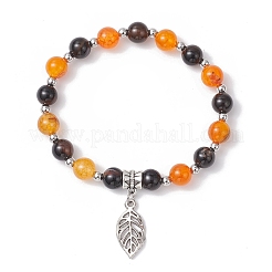 Braccialetti con ciondoli in lega di foglie&nbsp;BJEW-JB12467-02