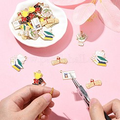 30 Stück 5 Stile Abschlussthema Legierung Emaille Anhänger&nbsp;FIND-CJ0002-50
