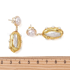 Orecchini pendenti con perle keshi barocche naturali&nbsp;EJEW-JE07249