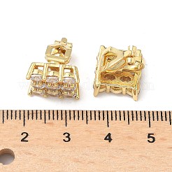 Latón micro pave pendientes de clip de circonio cúbico transparente&nbsp;EJEW-A132-02C-G