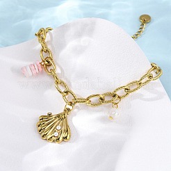 Braccialetti con ciondoli a catena in acciaio inossidabile 304&nbsp;BJEW-L708-05G