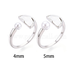 Impostazioni per anello a polsino con conchiglia in ottone a forma semicircolare&nbsp;KK-T076-64P