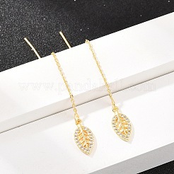 Filo per orecchini in ottone con micro pavé di zirconi cubici trasparenti&nbsp;EJEW-H182-06G