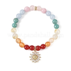 Armbänder mit Gänseblümchen-Anhänger aus Messing und klaren Zirkonia&nbsp;BJEW-JB14265
