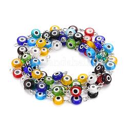 Lampwork fatti a mano rotonda piatto male perle di occhio catene per collane bracciali fare&nbsp;AJEW-JB00110-01