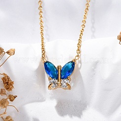 Colliers avec pendentif papillon en acier inoxydable 304 et zircone cubique&nbsp;LS-NJEW-Z057-05A-G