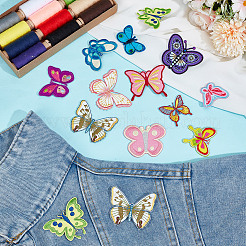 24 Stück 12 Stile Schmetterling Polyester computergesteuerte Stickerei zum Aufbügeln/Aufnähen von Patches&nbsp;PATC-GO0001-18