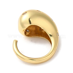 Offene Manschettenringe aus Messing mit klarem Zirkonia in Tropfenform für Damen&nbsp;RJEW-S407-07G
