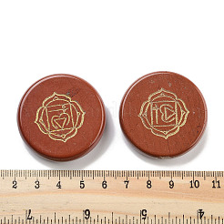 Rotondo piatto in pietra mista naturale con figurine di segni di chakra decorazioni per display&nbsp;DJEW-K025-01