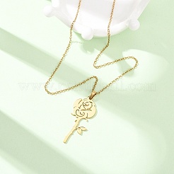 Colliers à pendentif rose en acier inoxydable 304&nbsp;NJEW-K308-05C-G