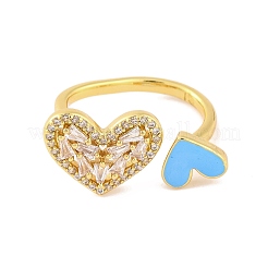 Anelli a polsino aperti in ottone con micro pavé di zirconi trasparenti&nbsp;RJEW-U009-04C-G