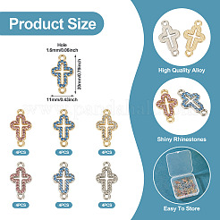 24 breloques de connecteur en alliage de strass de 6 couleurs.&nbsp;FIND-TA0008-75