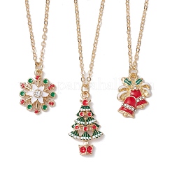 3 collier avec pendentif en alliage émaillé en forme de cloche de sapin de Noël pour femme&nbsp;NJEW-JN05130-02