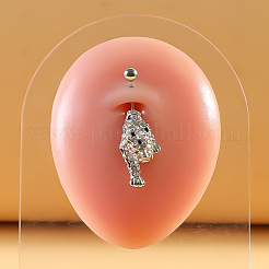 316L Chirurgenstahl Pavé Zirkonia Emaille Dangle Curved Barbell Bauchnabelpiercings&nbsp;FS-WGB5546-09