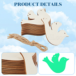 40 Stück unbehandelte Holzanhänger-Dekoration&nbsp;BIRD-CP0001-01