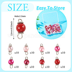 80 Stück 8 Farben Glasperlen runder Verbinder Charms&nbsp;PALLOY-TA00263