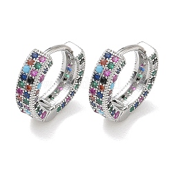 Boucles d'oreilles créoles en laiton micro pavé de zircons cubiques pour femmes&nbsp;EJEW-A167-19P-01