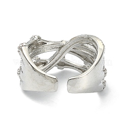 Anello a polsino aperto con giuntura in bambù con zirconi cubici trasparenti&nbsp;RJEW-F144-02P