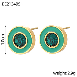 Pendientes de botón esmaltados de acero inoxidable 304&nbsp;STAS-OY003-57G