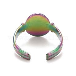 Bague manchette ouverte ovale en acier inoxydable 304 couleur arc-en-ciel avec placage ionique (IP) pour femme&nbsp;RJEW-C025-04M