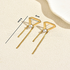 Orecchini a triangolo con nappe in acciaio inossidabile 201 con pavé di zirconi cubici per donna&nbsp;SW1190