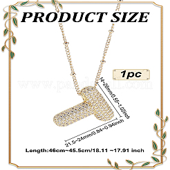 1 pz collana con ciondolo a forma di lettera in ottone micro pavé di zirconi cubici&nbsp;NJEW-LP0001-43T-G