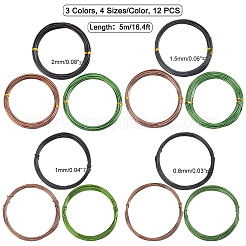 12 rouleau de fil d'aluminium rond de 3 couleurs et 4 tailles&nbsp;AW-GA0001-05
