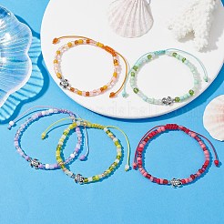 Braccialetto con perline intrecciate con tartaruga e semi di vetro in lega&nbsp;BJEW-JB09750