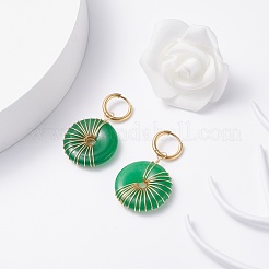 Donut natürliche malaysia Jade Creolen baumeln&nbsp;EJEW-JE04746