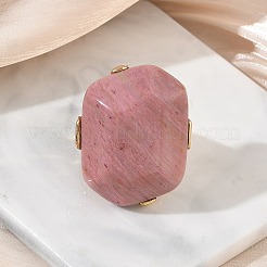 Fingerringe aus natürlichem Rhodochrosit und einer Legierung für Damen&nbsp;RJEW-G375-01G-04