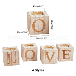 Bougeoir en bois naturel pour la saint valentin&nbsp;AJEW-GA0002-72
