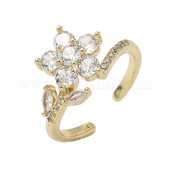 Manschettenringe aus Messing mit Mikropavé-Zirkonia für Damen&nbsp;RJEW-H256-05G