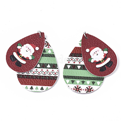 Pendentifs en cuir pu thème de Noël gros&nbsp;FIND-R080-08