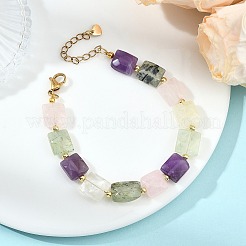 Braccialetti di perline quadrati in quarzo rosa naturale&nbsp;BJEW-JB13782
