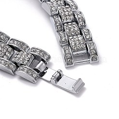 Herren-Kristall-Strass-Solid-Link-Kettenarmband&nbsp;LS-BJEW-I297-02P